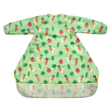 ビベッタ ワイプイージー カバーオール 長袖ビブ グリーン バニーアンドベジタブル Bibetta コントリビュート 防水 離乳食 エプロン お食事 長袖 ビブ スリーブ付き【メール便送料無料】